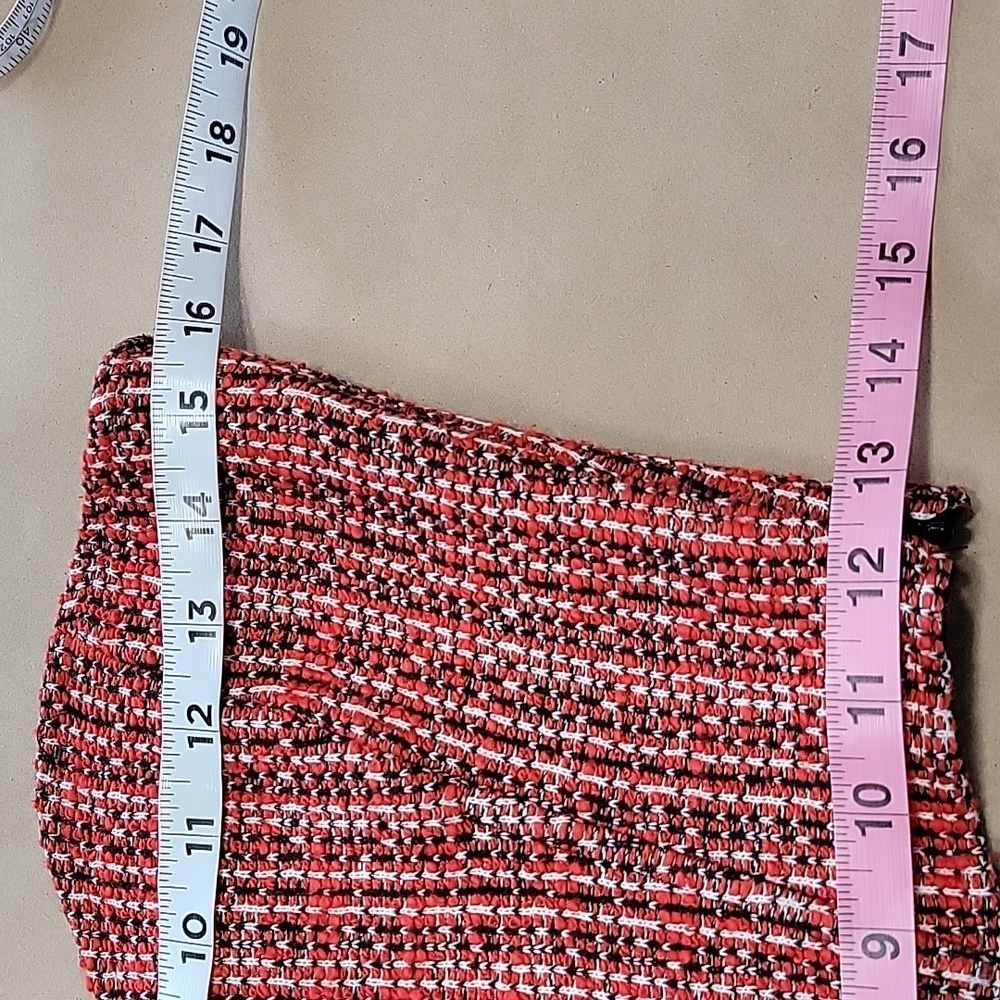 Zara Size M Red, Black and White Tweed Cropped Corset Strapless Top, Gently Used - Picture 9 of 13
